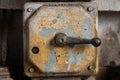 Old electrical cabinet with safety fuses and switches Royalty Free Stock Photo