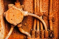 Old electrical cables on the rusty iron wall Royalty Free Stock Photo