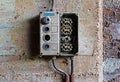 Old electrical panel on concrete wall Royalty Free Stock Photo