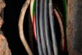Old electrical wires is close Royalty Free Stock Photo