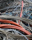 Old electrical wires in landfill for recycling copper and plastic Royalty Free Stock Photo