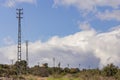 Old electricity pole and blue sky in Turkey Royalty Free Stock Photo