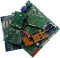 Old electronic circuit Board with radio components Royalty Free Stock Photo