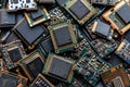 Old electronic devices, chipsets. E waste and recycling concept Royalty Free Stock Photo