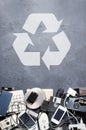 Old electronic devices on a dark background. The concept of recycling and disposal of electronic waste. Royalty Free Stock Photo