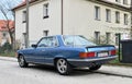 Classic veteran vintage old blue chromed coupe sports car Mercedes Benz 350 SLC C107 Royalty Free Stock Photo