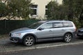 Old veteran Swedish metal grey executive 4x4 hatchback car Volvo parked 70 Cross Coutry