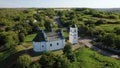 Old Elias church in Subotiv, Cherkasy region. Aerial orbiting view