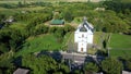 Old Elias church in Subotiv, Cherkasy region. Aerial orbiting view