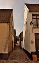 Old empty ancient cobbled streets and abbey houses