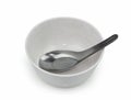 Old empty bowl with spoon Royalty Free Stock Photo