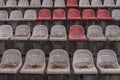 Vintage Stadium Chairs old time not used with dust red and white colors