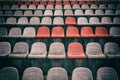 Vintage Stadium Chairs old time not used with dust red and white colors