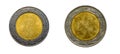 old empty gold, silver coin on a white isolated background Royalty Free Stock Photo