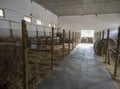 Old empty horse stable stall block in historical farm Benice