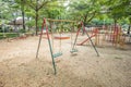 Old empty playground with metal structures Royalty Free Stock Photo