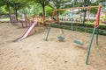 Old empty playground with metal structures Royalty Free Stock Photo