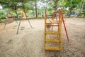 Old empty playground with metal structures Royalty Free Stock Photo