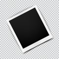 Old empty realistic photo frame with transparent shadow on plaid black white background