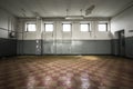 Old empty room, checkered tile floor Royalty Free Stock Photo