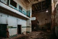 Old empty ruined abandoned industrial building interior Royalty Free Stock Photo