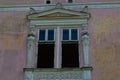 Old empty window. The earl Badeni Palace. Busk town. Ukraine