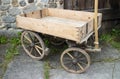 Old Empty Wooden Cart In Front Of An Agricultural Barn