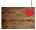 Old empty wooden sign heart