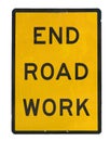 Old end roadwork traffic sign Royalty Free Stock Photo