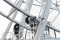 Old engine of ferris wheel in the city park. Royalty Free Stock Photo