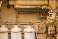 Old engine of heavy truck closeup grunge rusty