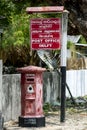 The old English post box outside the modern post office on Delft Island in the Jaffna region of Sri Lanka.