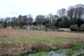 English rural village landscape and fields Royalty Free Stock Photo