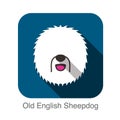 Old English Sheepdog Face Flat Design