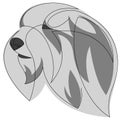 Old English Sheepdog vector Dog portrait. Continuous line. Bobtail dog one line drawing Royalty Free Stock Photo