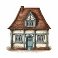 Old English Style House With Character Illustrations