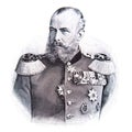 Old engraved portrait of Prince Albert of Prussia (1837 - 1906), Prussian monarch and general field marshal