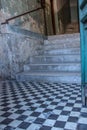 Old entrance with stairs - black white tiles Royalty Free Stock Photo