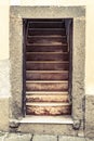 Old entrance stone house open door with stairs Royalty Free Stock Photo