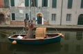 Old epiphany in the boat in the canal of Comacchio village, Emilia-Romagna, Italy