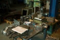 Old equiped metalworking workshop with obsolete tools