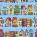 Old europe houses seamless pattern