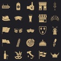 Old Europe icons set, simple style