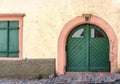 European Old Arched Green Door Royalty Free Stock Photo