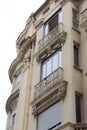 Old European architectural building corner with balconies and windows Royalty Free Stock Photo