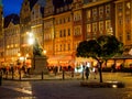 Old european city center at night. Wroclaw, Poland