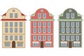 Old european city houses. Colored vector illustration Royalty Free Stock Photo