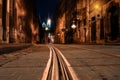 Old European city pedestrian street night city lights