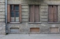 Old European classic building three windows facade