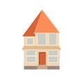 Old european house building illustration in flat design style